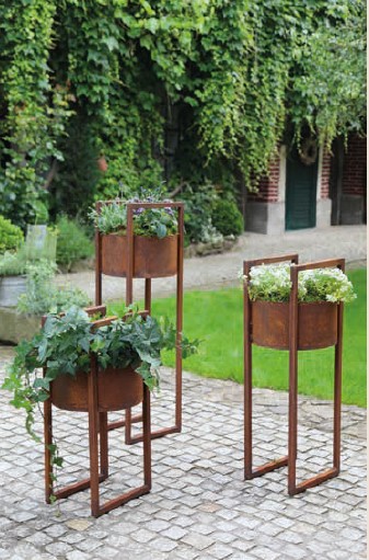 Runder Rostpflanztopf Frame klein | 10-FT75